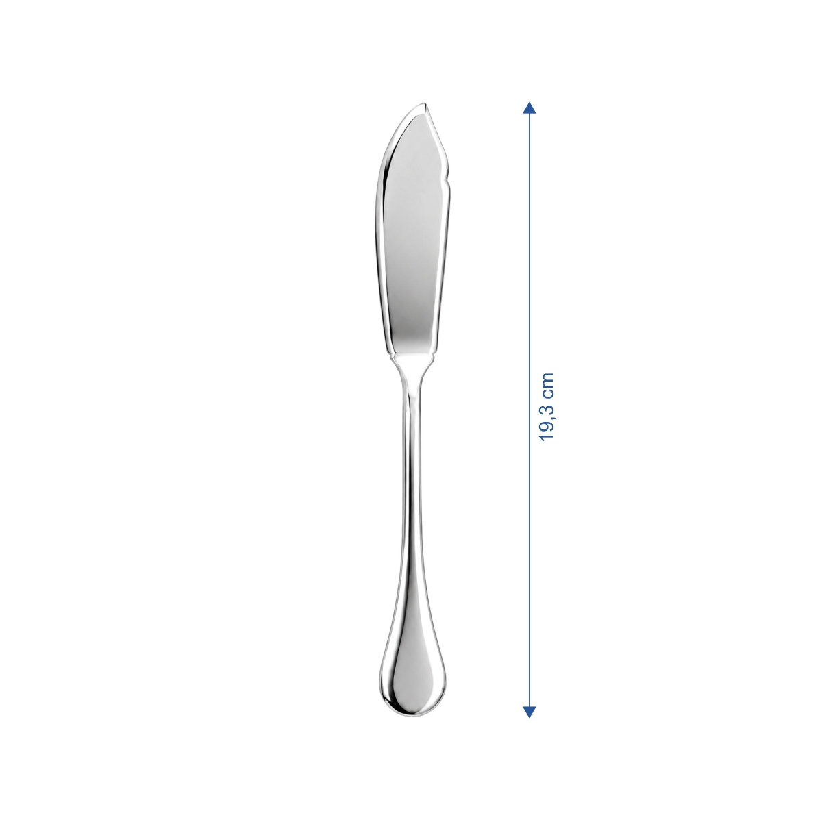 Cuțit elegant argintiu pentru pește Sara, din oțel inoxidabil 18/10 lucios, 19,3 cm. Set 12 bucăți.