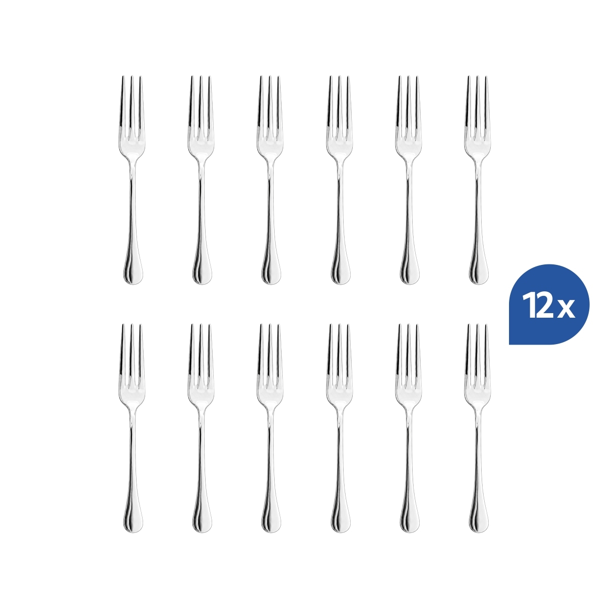 Furculiță de desert elegantă, 14,7 cm, din oțel inoxidabil 18/10. Set 12 bucăți.