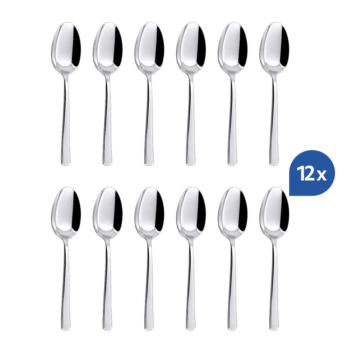 Lingură de masă din oțel inoxidabil lucios 18/10, set 12 bucăți, lungime 20,5 cm.