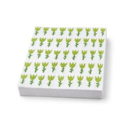 Șervețele de hârtie 3 straturi 33x33 cm, alb-verde cu motiv floral.