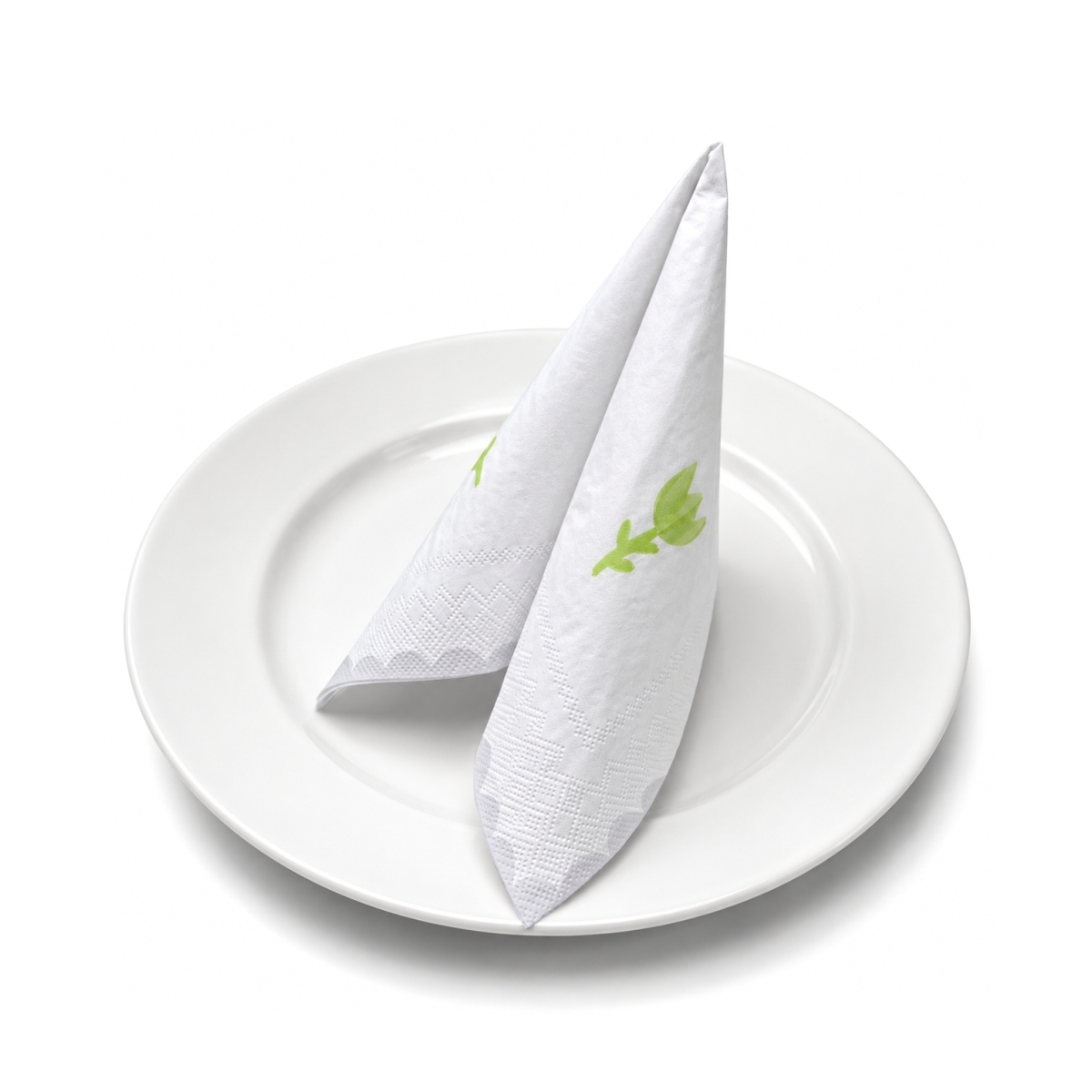 Șervețel din hârtie cu 3 straturi, alb-gri, cu model de floare verde. Pachet de 20 buc.