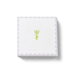 Șervețel din hârtie cu 3 straturi, alb-gri, cu model de floare verde. Pachet de 20 buc.