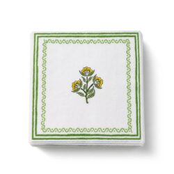 Șervețele din hârtie cu 3 straturi, cu model floral alb-verde, pachet de 20 bucăți.