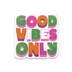 Șervețel din hârtie cu 3 straturi, roz-verde, cu inscripția Good Vibes Only. Pachet de 12 buc.
