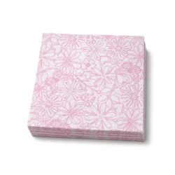 Șervețele de hârtie 3 straturi 33x33 cm, albe cu motiv floral roz, pachet 16 bucăți.