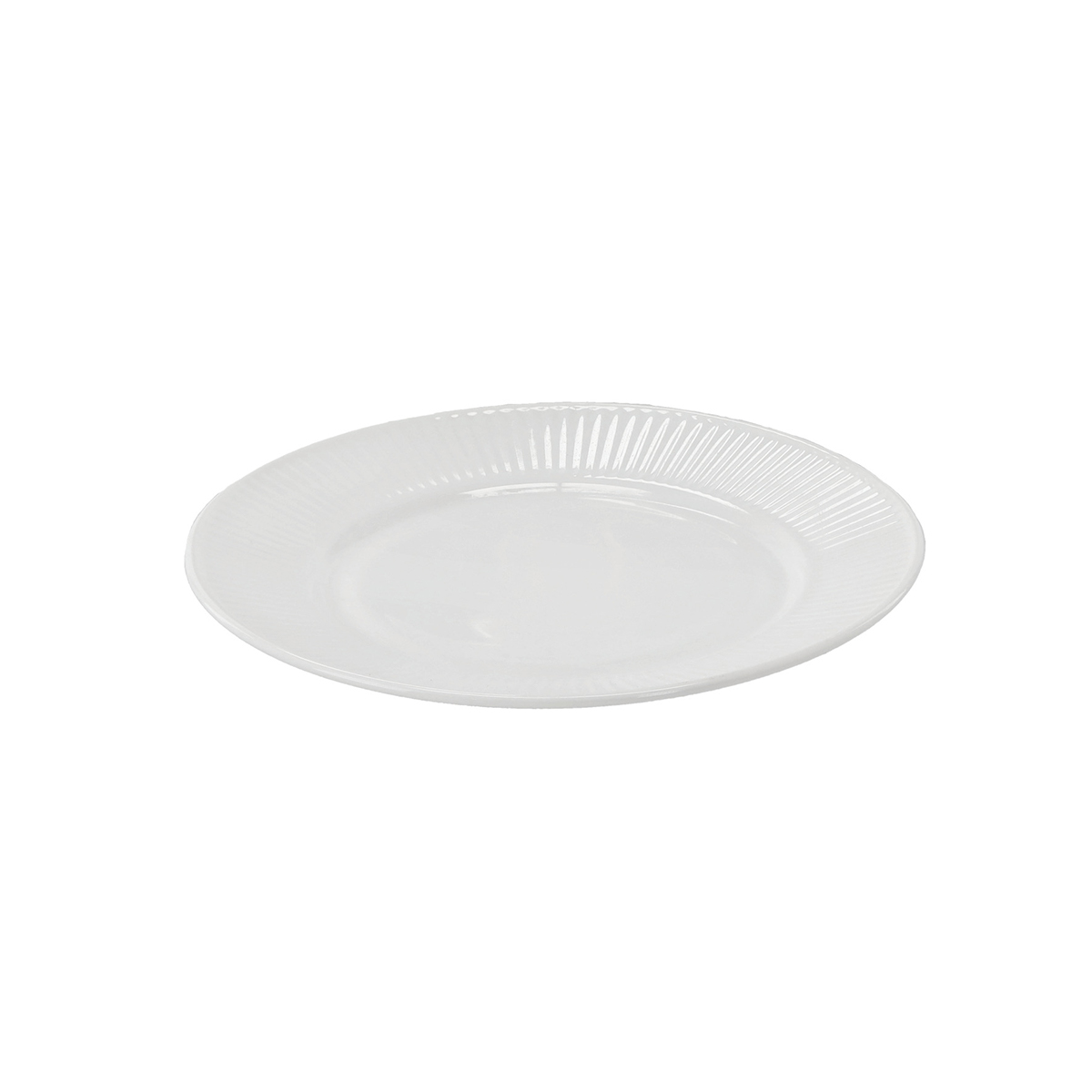 Set de farfurii albe pentru masă, cu margine striată, 18 buc