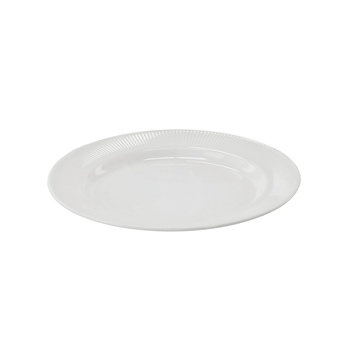 Set de farfurii albe pentru masă, cu margine striată, 18 buc