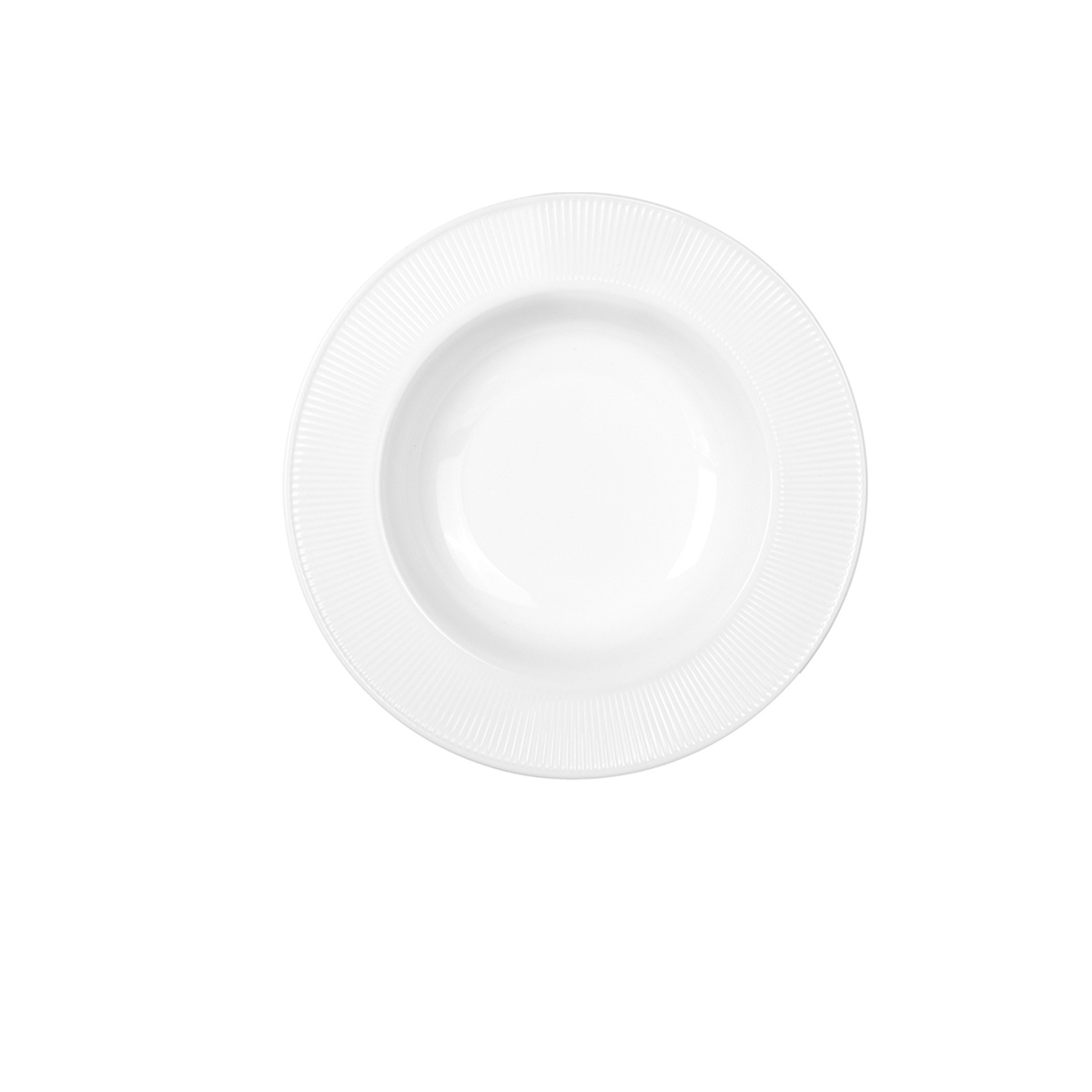 Set de farfurii albe pentru masă, cu margine striată, 18 buc