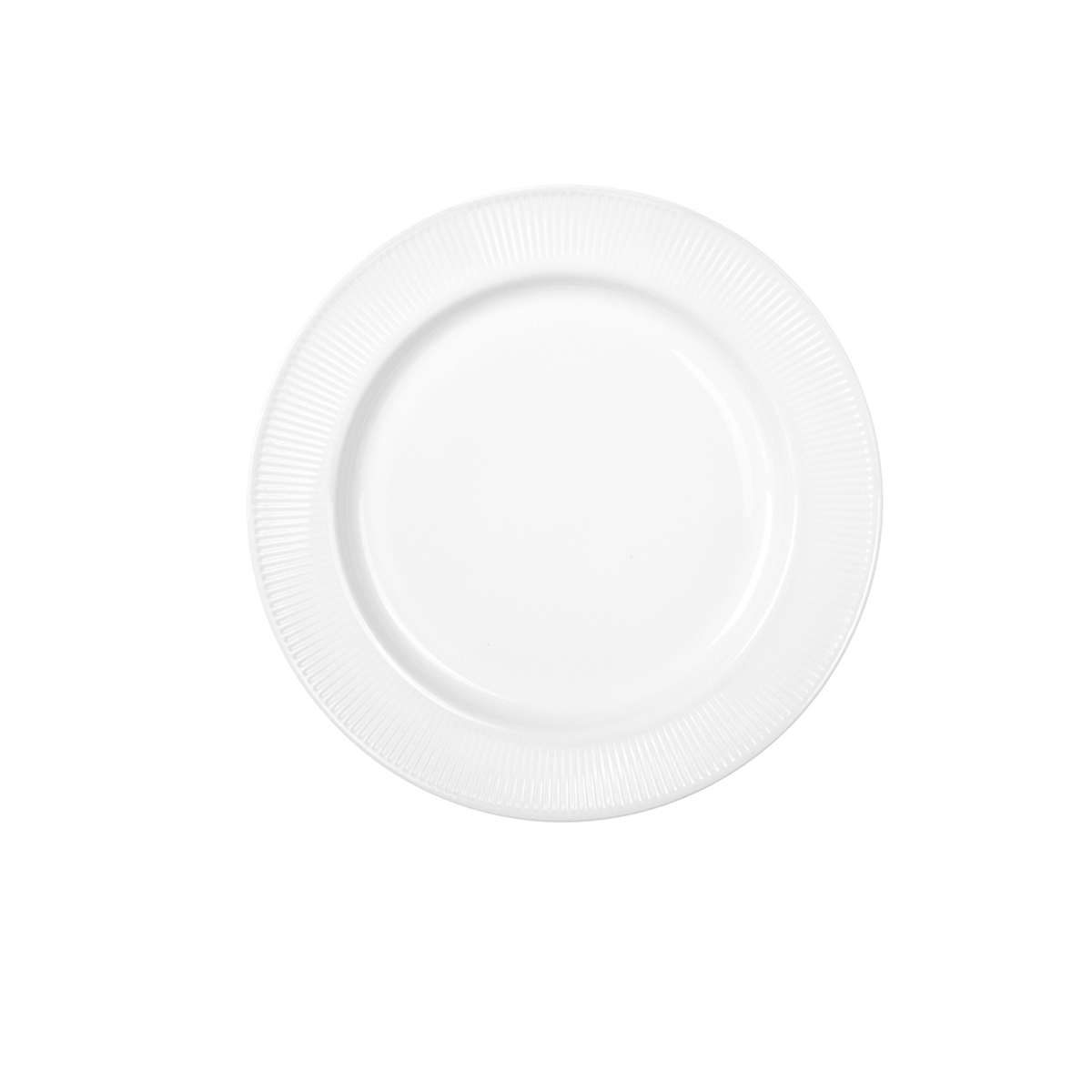 Set de farfurii albe pentru masă, cu margine striată, 18 buc