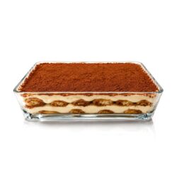 Vas dreptunghiular transparent din sticlă pentru preparate reci, capacitate 1200 ml.