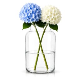 Vază transparentă din sticlă pentru flori, cu gât îngust și bază largă, Ø 19x30 cm.