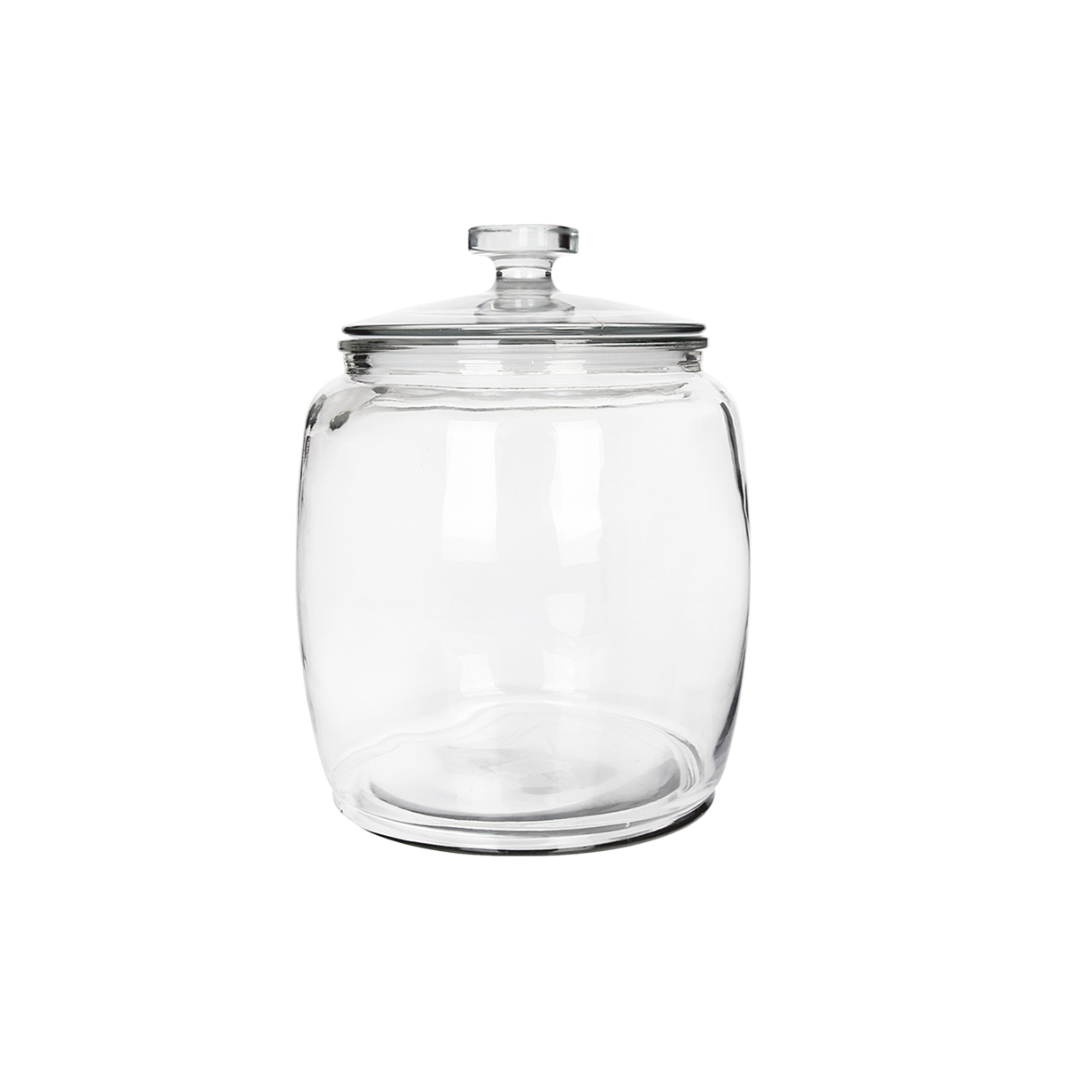 Borcan transparent din sticlă cu capac, volum 2 litri, ideal pentru ierburi și condimente.