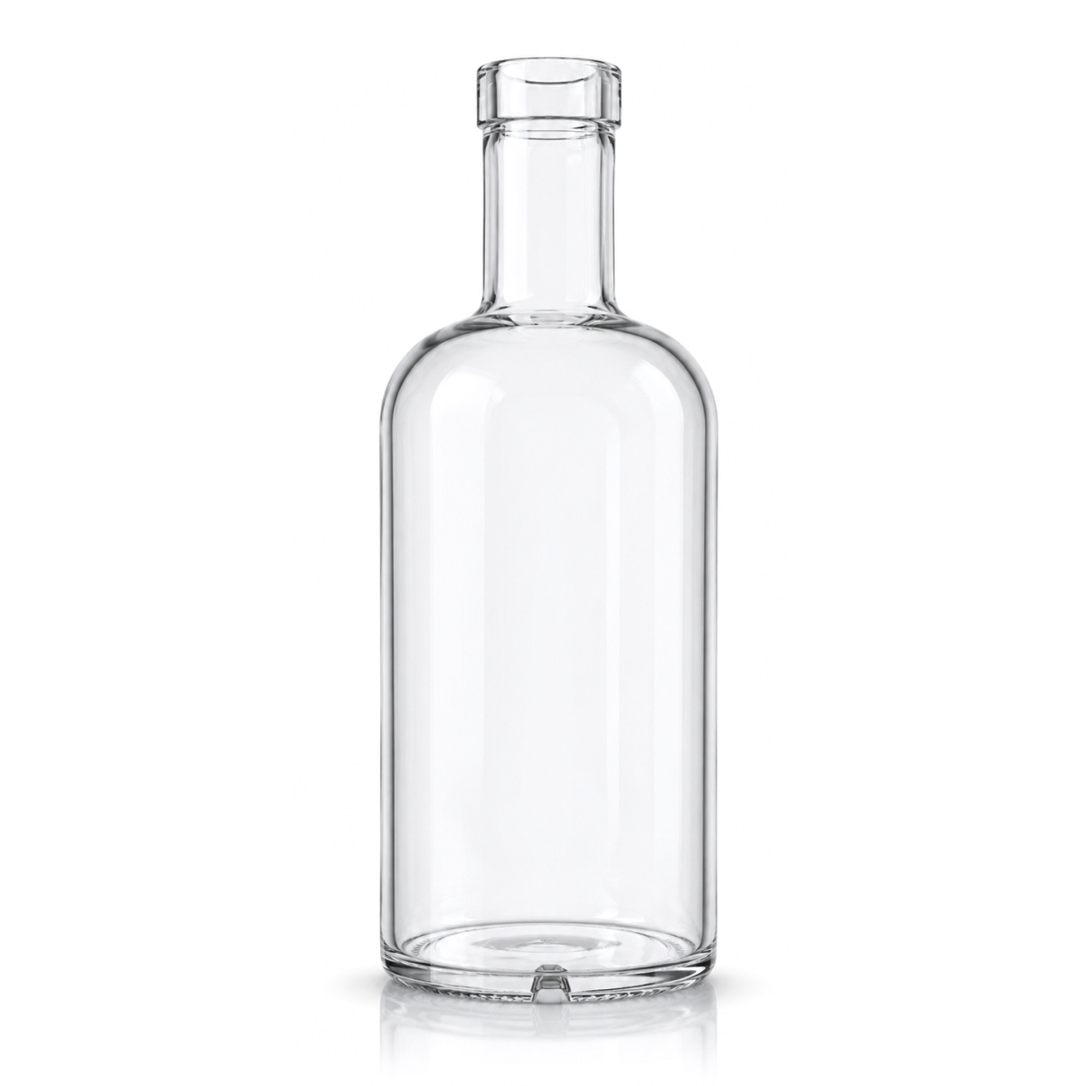 Sticlă transparentă din sticlă 700 ml, formă clasică, cu gât pentru dop de plută.