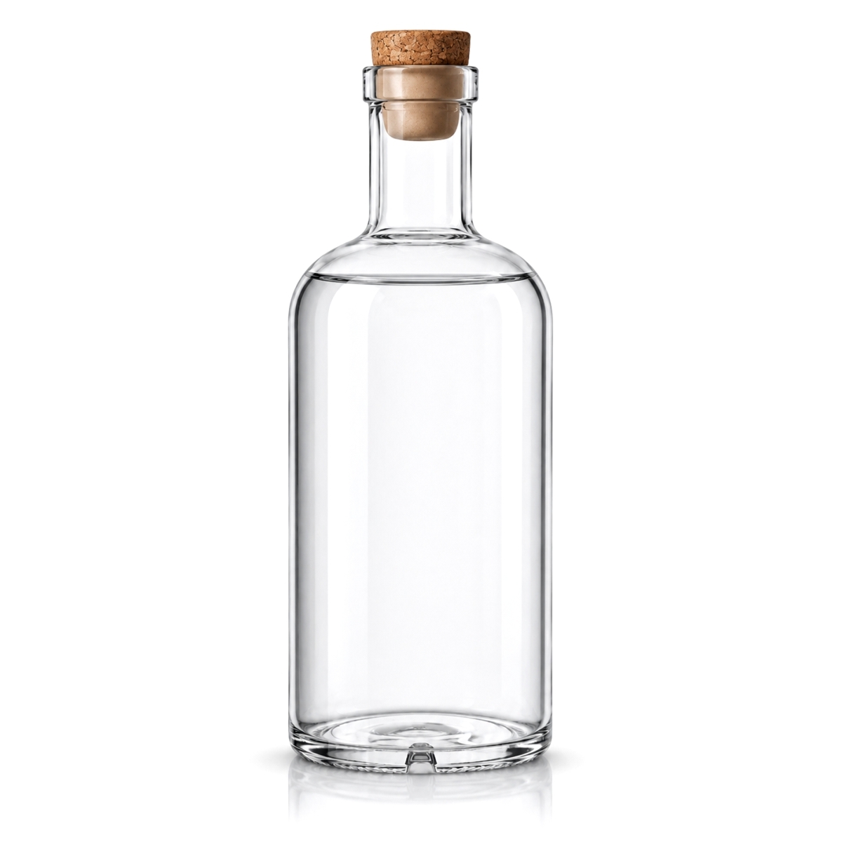 Sticlă transparentă din sticlă 700 ml, formă clasică, cu gât pentru dop de plută.