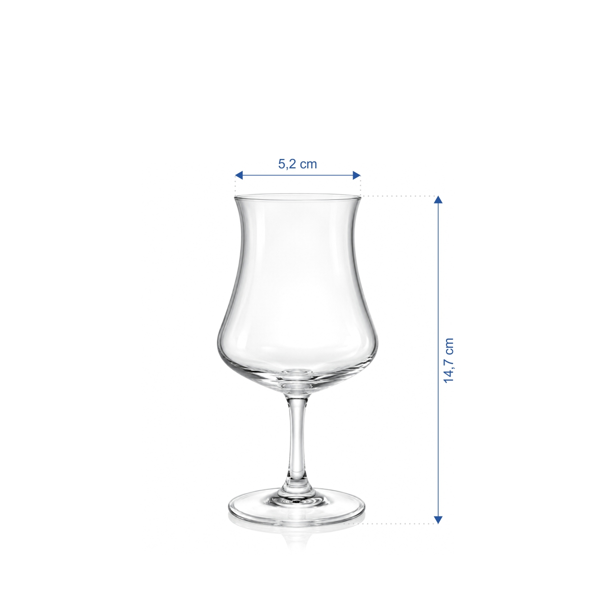Pahar transparent din sticlă Leona Horeca pentru coniac și brandy, cu picior, 170 ml.