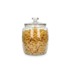 Recipient transparent din sticlă cu capac, volum 0,9 l, ideal pentru depozitarea alimentelor.
