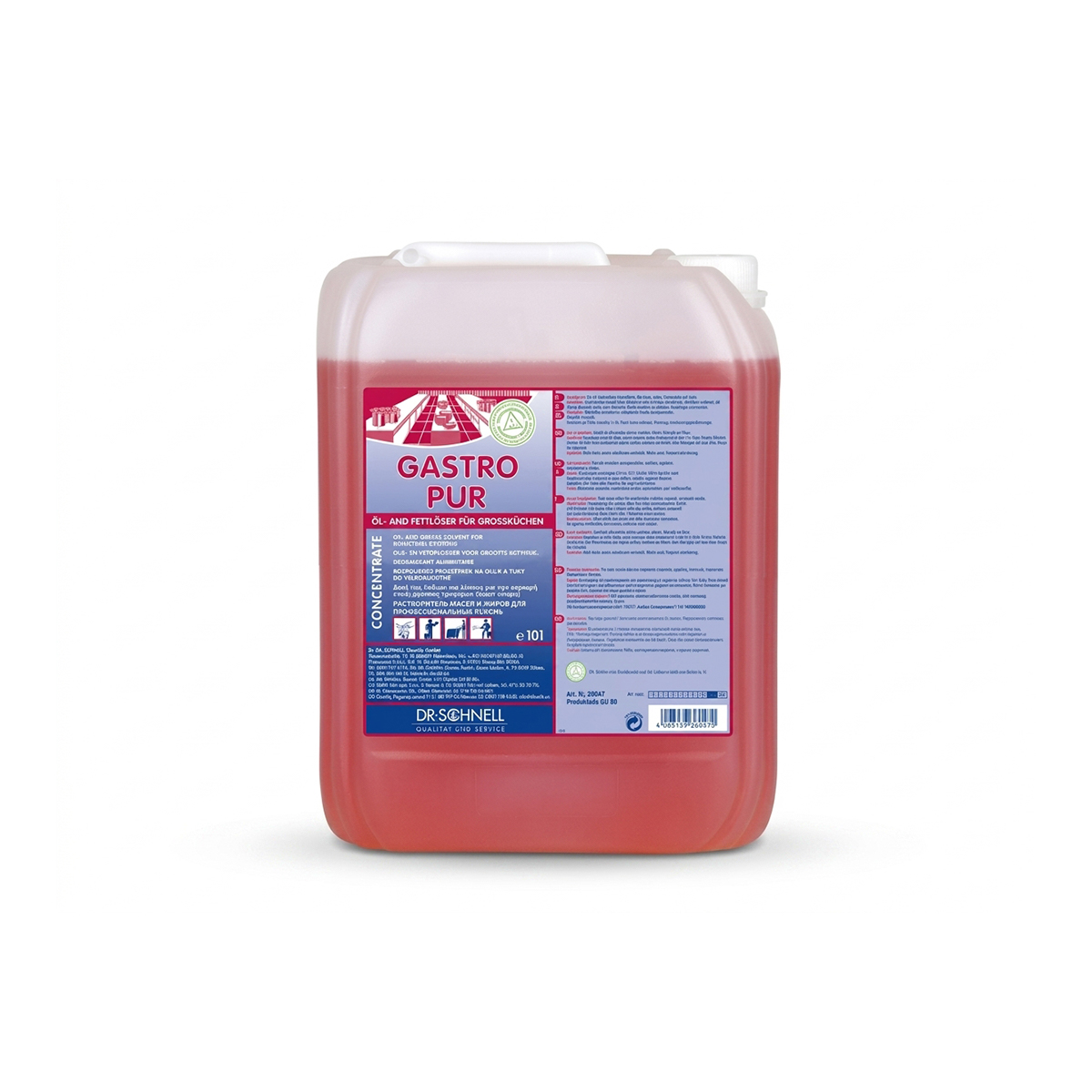 Detergent pentru mașini de spălat vase, în ambalaj de 10 litri.