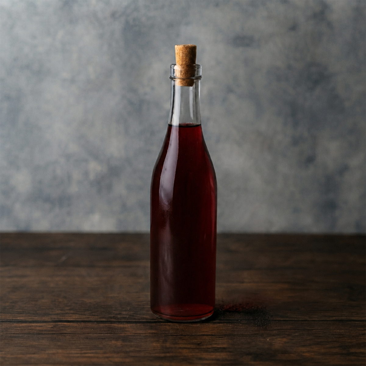 Sticlă înaltă și suplă, cu o capacitate de 500 ml și dop din plută. Potrivită pentru lichioruri, băuturi spirtoase, siropuri și uleiuri.