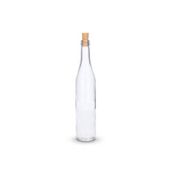 Sticlă înaltă și suplă, cu o capacitate de 500 ml și dop din plută. Potrivită pentru lichioruri, băuturi spirtoase, siropuri și uleiuri.