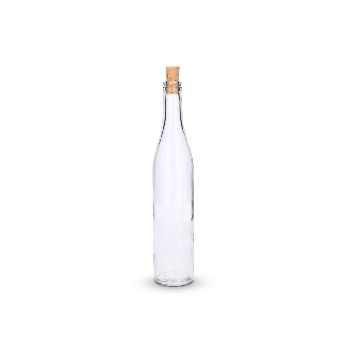Sticlă înaltă și suplă, cu o capacitate de 500 ml și dop din plută. Potrivită pentru lichioruri, băuturi spirtoase, siropuri și uleiuri.