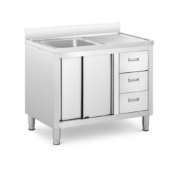 Dulap de bucătărie cu chiuvetă - 400x400x300 mm | RC-IKS10 a fost conceput pentru spălarea, clătirea și dezinfectarea ustensilelor de bucătărie etc.