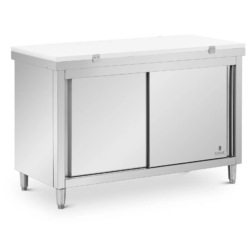 Dulapul de lucru pentru bucătărie - 140 x 60 cm | Royal Catering, din oțel inoxidabil, face parte din dotarea oricărei bucătării profesionale.