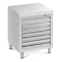 Dulapul de lucru din inox - 70x50 cm | RCCD-7W, cu 7 sertare și capacitate totală de 185 kg, este alegerea ideală pentru unitățile HoReCa.