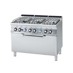 Aragaz combinat cu cuptor - 3 x GN1/1 - 6 arzătoare este destinat unităților gastro profesionale, precum restaurante, bufete, cantine etc.