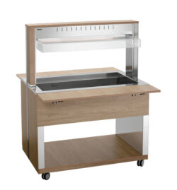 Cărucior bufet W3110-200U | Bartscher 125633, cu design modern din lemn, soluția ideală pentru servirea preparatelor calde în bufete sau cantine.
