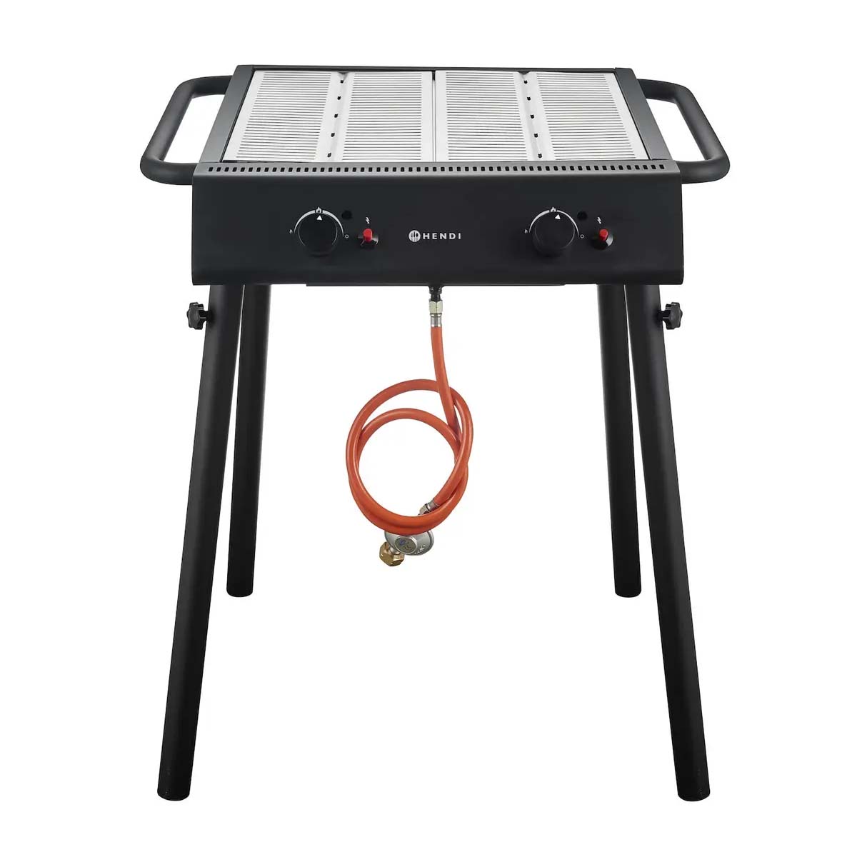 Grătarul pe gaz Xantos Black - 9,5 kW | Hendi 148631 este un grătar compact, care se potrivește excelent pentru grătarul în aer liber la diverse evenimente.