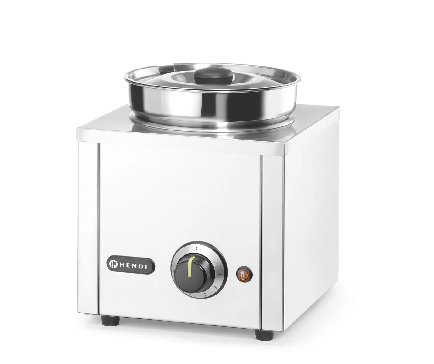 Baia de apă Thermosystem 1 - 4,2 L | Hendi 201107 are 1 recipient emailat pentru apă ø185 mm și este dotată cu un vas pentru supă cu capac ø200 mm.
