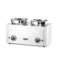 Baia de apă Thermosystem 2 - 8,4 L | Hendi 201206 are 2 recipiente emailate pentru apă, ø185 mm, și este echipată cu 2 vase pentru supă cu capac, ø200 mm.