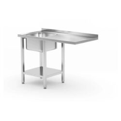 Masă de spălat cu raft - stânga - 1200x700 mm | Hendi 237519, destinată bucătăriilor profesionale din restaurante, bufete și cantine.