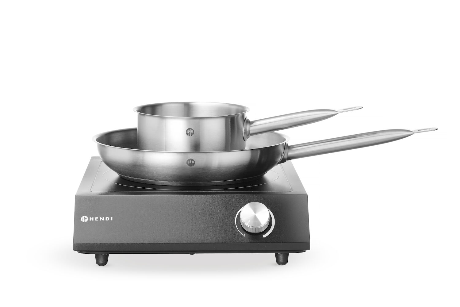 Set - Plită cu inducție 3500W negru + oală + tigaie, 230V/3500W | Hendi 239889