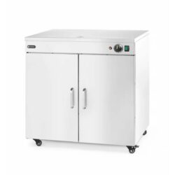 Încălzitorul de farfurii - dublu - 800 W | Hendi 250174, din oțel inoxidabil, încălzește până la 108 farfurii cu diametrul ø24 cm.
