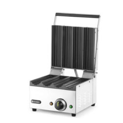 Grătarul de contact – Hotdog – 1800 W – 385×285 mm | Hendi 263594 este un grătar profesional compact pentru chifle de hotdog, bagete și tortile.