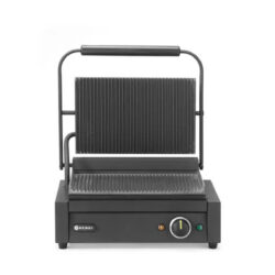 Grătarul de contact - 2200 W | Hendi 263617 se pretează excelent pentru prepararea la grătar a cărnii, legumelor, produselor de panificație și a altor preparate.