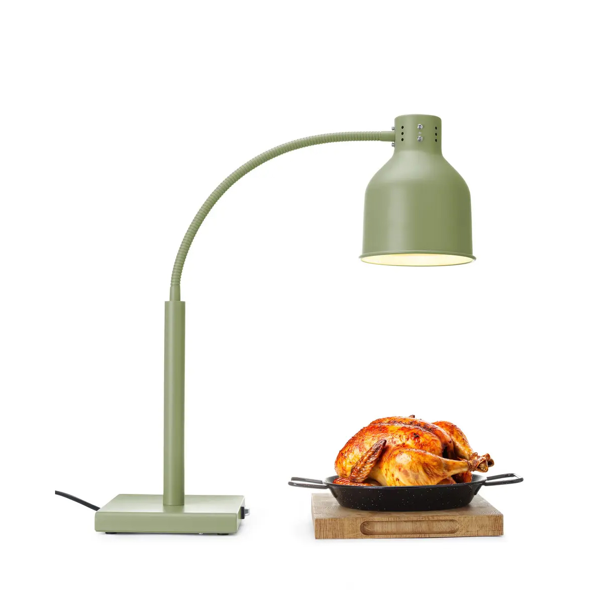 Lampa de încălzire - 250 W - 268x203 mm - verde | Hendi 273746 este un aparat destinat menținerii preparatelor la temperatura optimă în unități gastronomice.