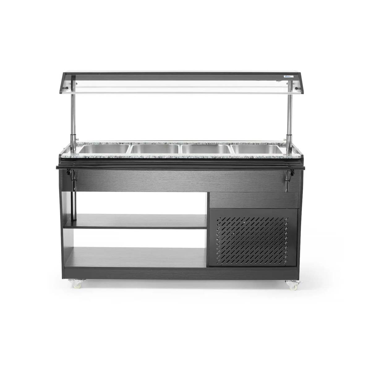 Cărucior bufet - 4x1/1 GN - 1490 mm | Arktic 274057 este soluția ideală pentru bufete, cantine, hoteluri sau diverse evenimente de catering.