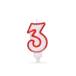 Lumânare cifră cu suport "3" 75mm [1 buc]