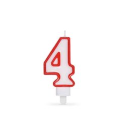Lumânare cifră cu suport "4" 75mm [1 buc]