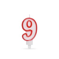 Lumânare cifră cu suport "9" 75mm [1 buc]