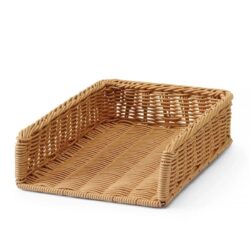 Coș pentru pâine din poliratan, cu structură ranforsată din inox, 295x395x105 mm.