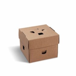 Cutie burger (PAP FSC Mix) pliabil rezistent la grăsime kraft 120 x 120 x 100 mm [100 buc]