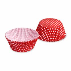 Formă din hârtie pentru copt (PAP) buline alb/roșu Ø50 x 30 mm [40 buc]