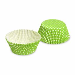 Formă din hârtie pentru copt (PAP) buline alb/galben-verde Ø50 x 30 mm [40 buc]