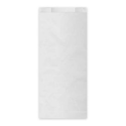 Pungă din hârtie (FSC Mix) cu pliu lateral, albă, 15+7 x 35 cm `2,5kg` [100 buc]