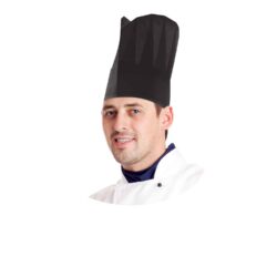 Bonetă de bucătar (PAP) neagră 23cm [10 buc]