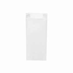 Pungă de hârtie cu pliuri laterale albă 14+7 x 32 cm `2kg` [1000 buc]