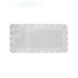 Dantelă decorativă (PAP) dreptunghiulară, albă, 40 x 20 cm [100 buc]